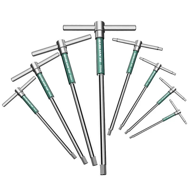 T/L Torx Screwdriver T-Type Allen Hex Wrench 2/2.5/3/3.5/4/4.5/5/6/8/10MM Extended T-Type Chrome Spanner Socket Wrench Hand Tool