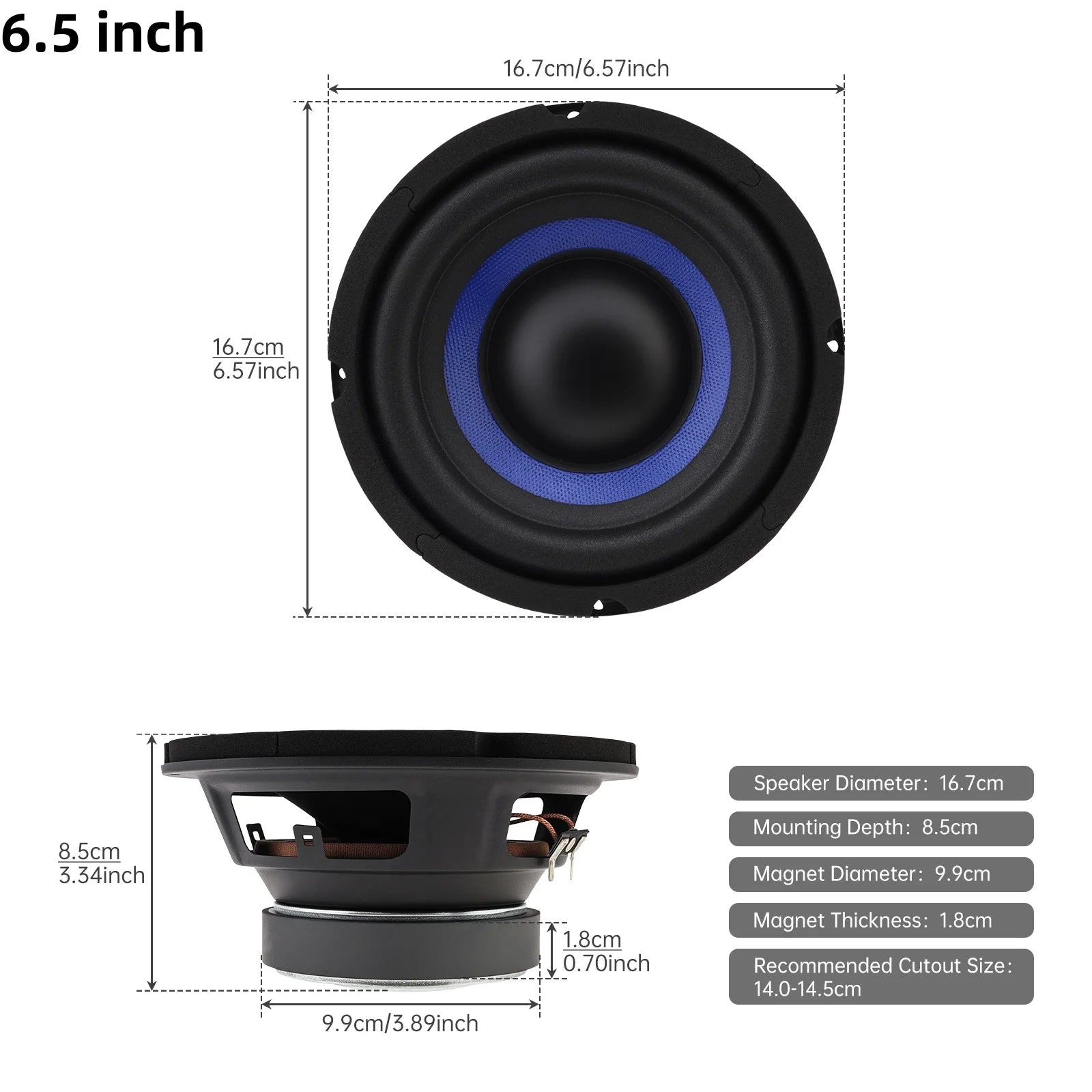 1pc 5/6.5/8/10 Inch Bass Loudspeaker Woofer Speaker for Car Audio/Home Theaters,Wide Frequency Response Car Audio Stereo Speaker