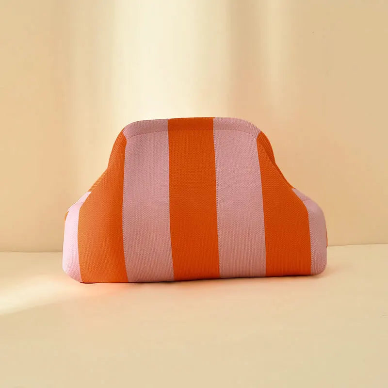 Striped Beach Bag Cloud Knitted Fashion Commuter All-Match Makeup Bag Weave Cross-Border Style Polyester Pillow-Shaped Bag