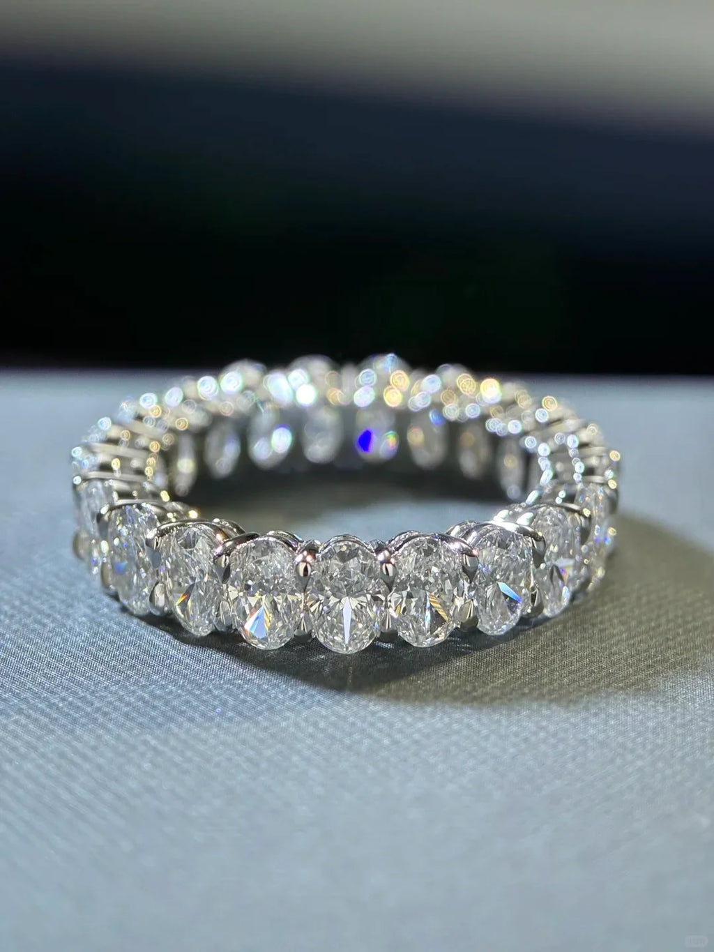 3ctw Lab Grown Created Diamond Wedding Band Ring Oval Cut 10K White Gold CVD HPHT Diamond DEF Color VS-VVS
