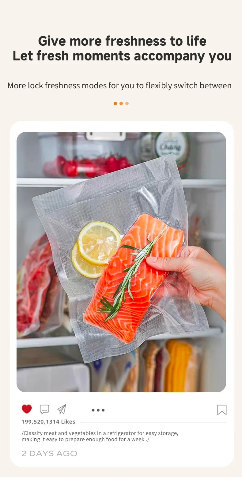 Electric Vacuum Sealer Food Storage Seal Touch Button Dry/Wet Built-in Cutter Kitchen Food Sealing Vacuum packaging machine