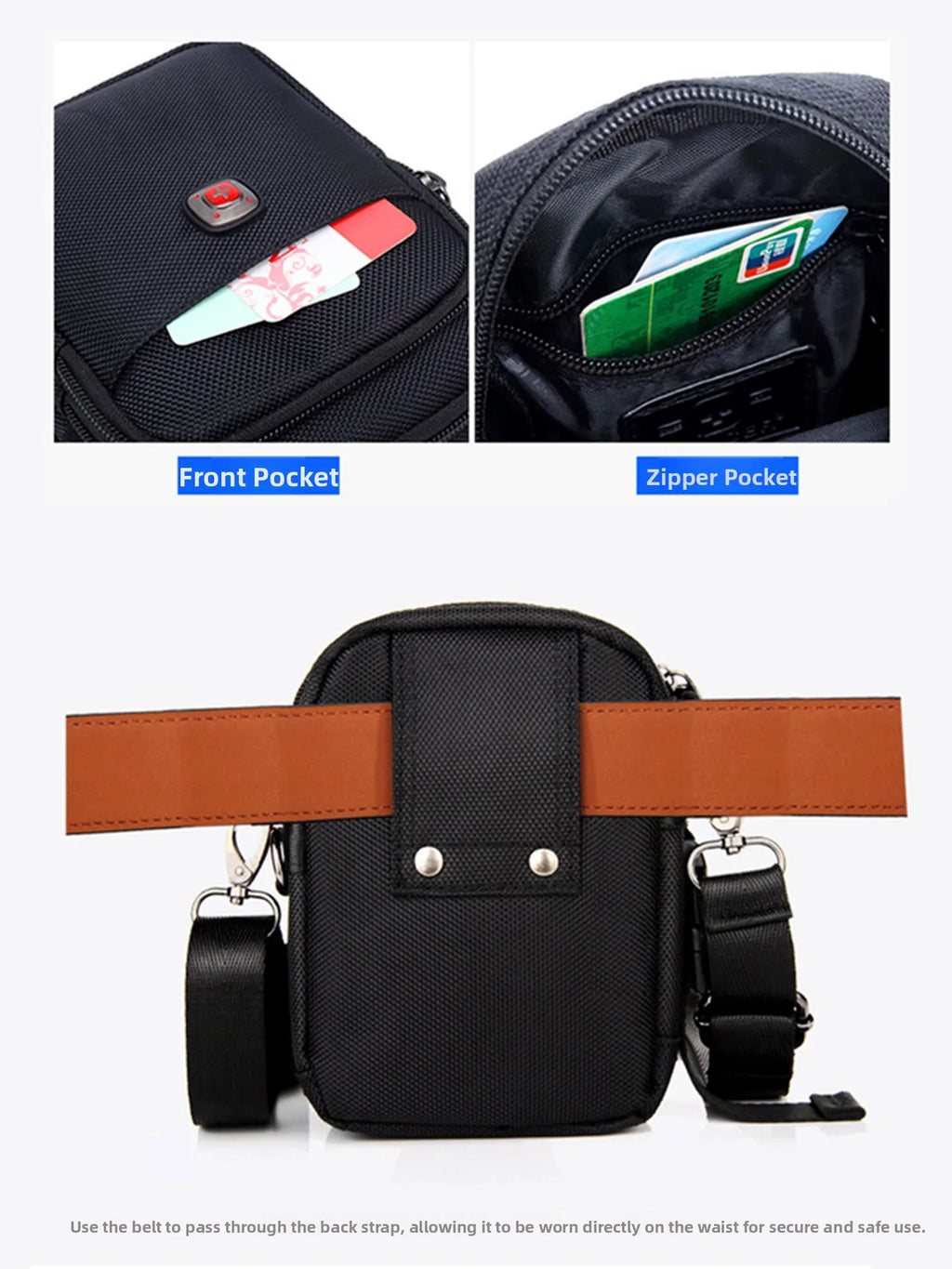 Large Capacity Oxford Cloth Military Knife Crossbody Bag for Men Commuting Work Bag Outdoor Waist Bag Bucket Shape Zipper Clo...