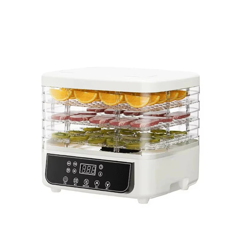 DMWD Dried Food Dehydrator Herb Fruit Vegetable Dehydration Drying Machine Smart Timing 5 Trays Pet Snacks Meat Hot Air Dryer EU