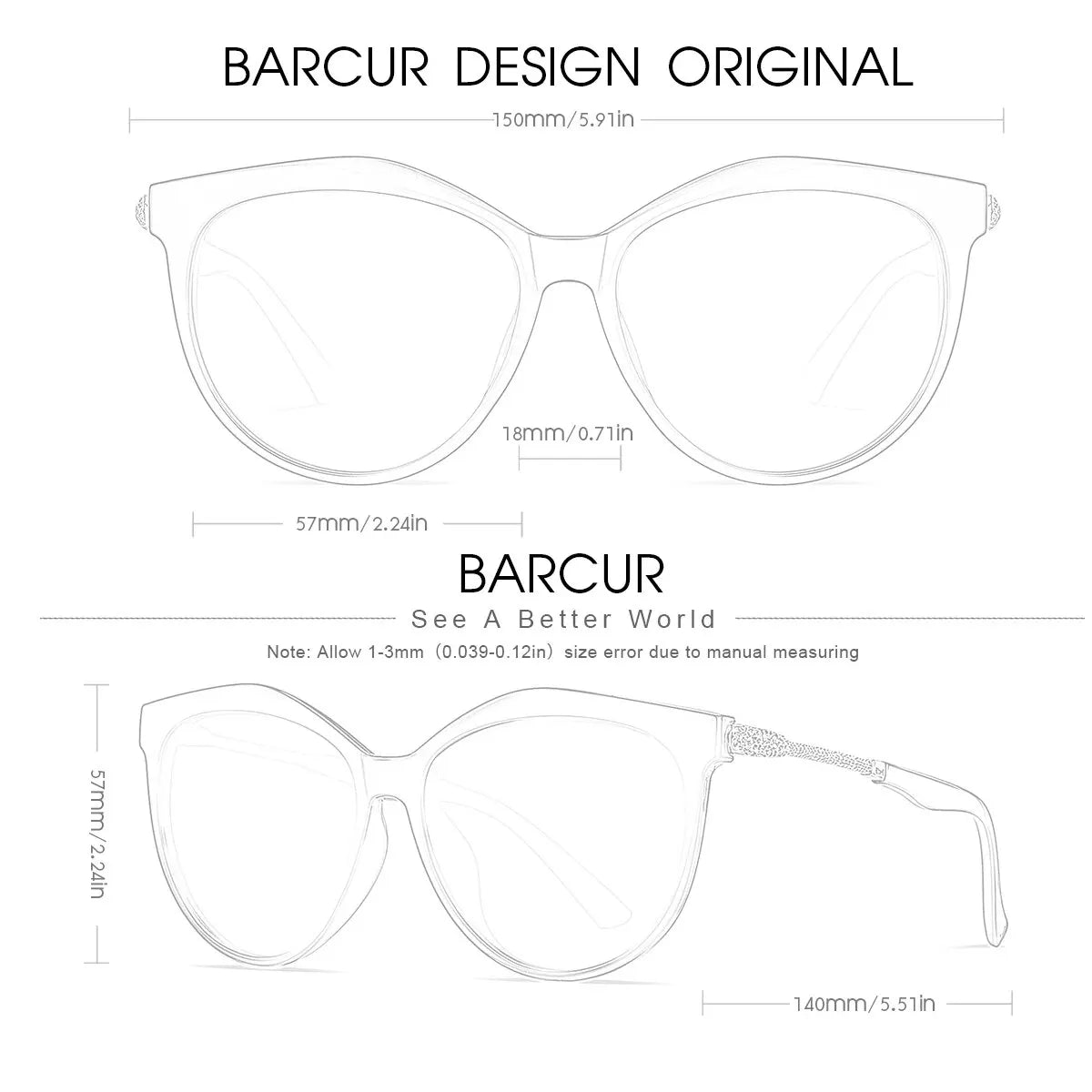 BARCUR Polarized Cat Eye Sunglasses Women Gradient Round Sun Glasses for Women Oculos Lunette De Soleil Femme
