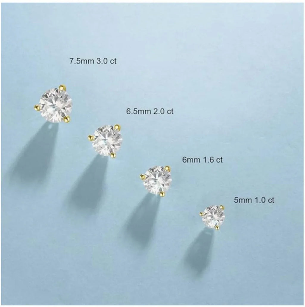 18K solid Real gold Lab grow diamond earrings Simple 3 claw 10K gold 1CT diamond earrings custom Valentine's Day gift for women