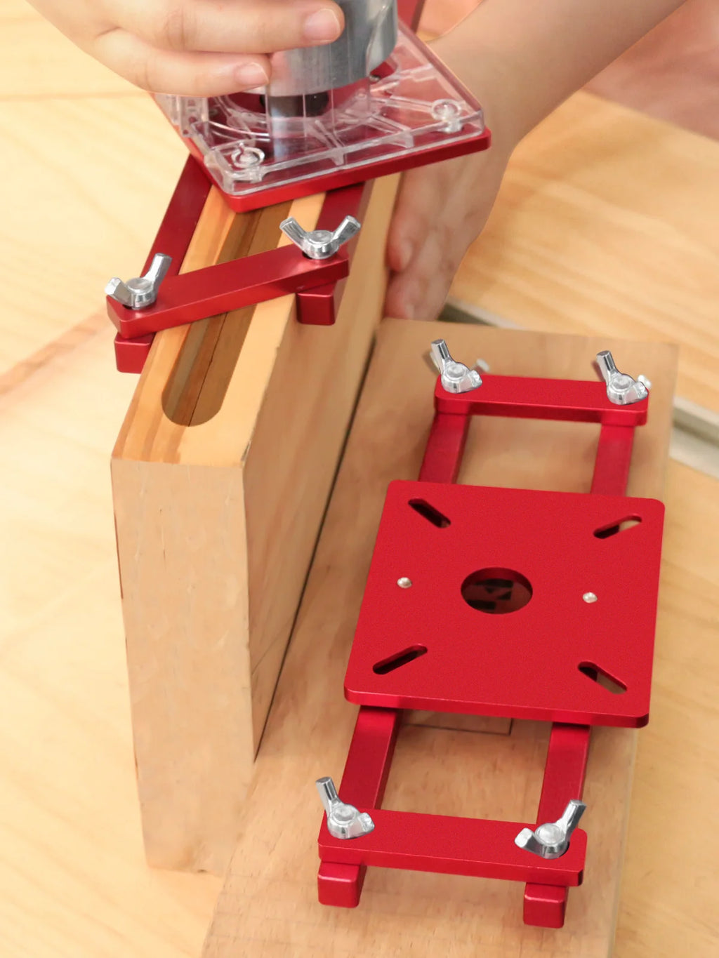 2 in 1 Center Invisible Fastener Slotting Bracket, Woodworking Grooving for Cabinet Furniture Install Invisible Screw Fasteners