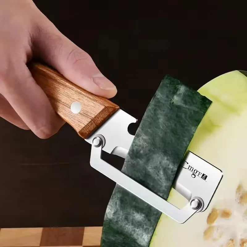 Stainless Steel Kitchen Peeler Multi-Function Kitchen-Specific Peeler for Slicing Fruit and Vegetables with Wooden/ Steel Handle