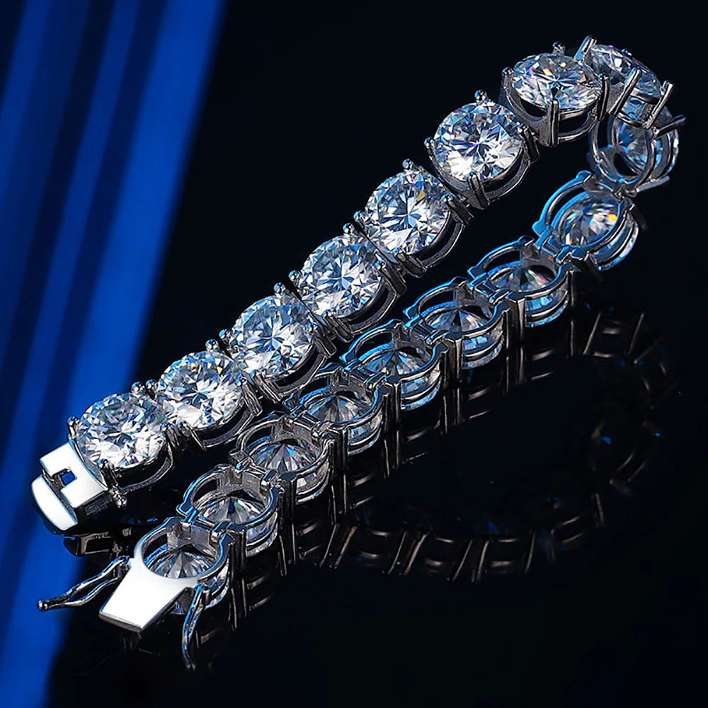 Serenity 10mm D Color Big Moissanite Tennis Bracelet for Women Men 100% S925 Sterling Silver Hand Chain Plated 18K Bracelet GRA