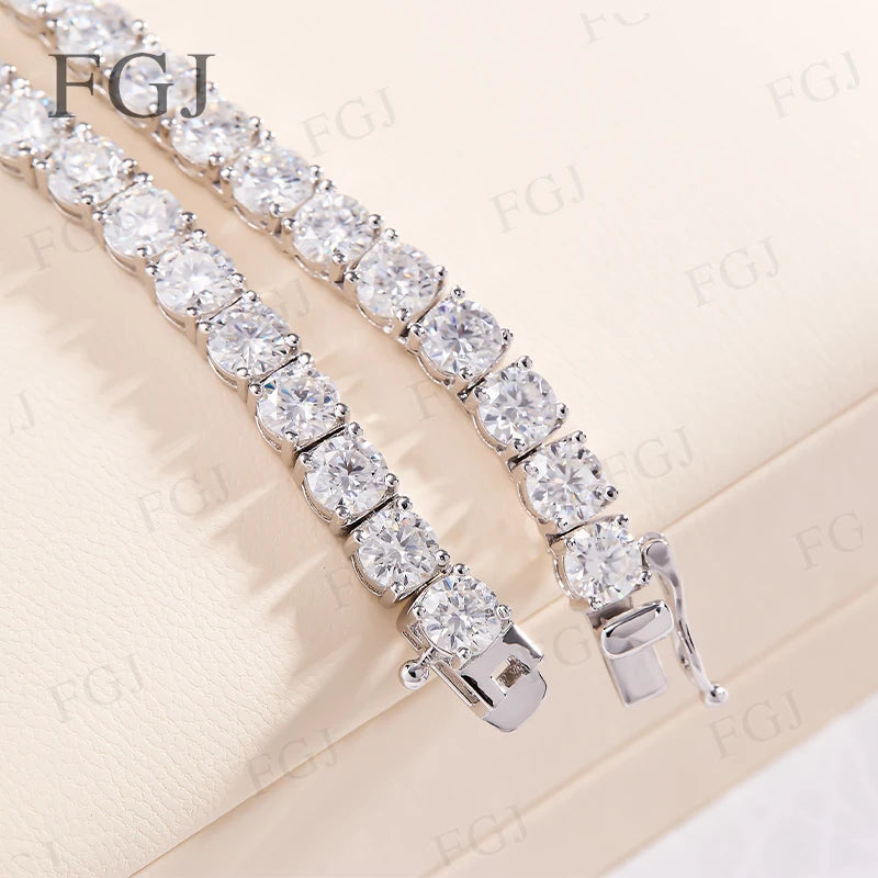 100% Real Moissanite Tennis Necklace for Woman Men Wedding Jewelry With GRA 925 Sterling Silver Plated 18K White Gold Necklace