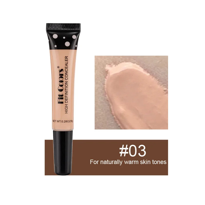 High definition concealer tube shade 03 for warm skin tones, beige creamy texture shown