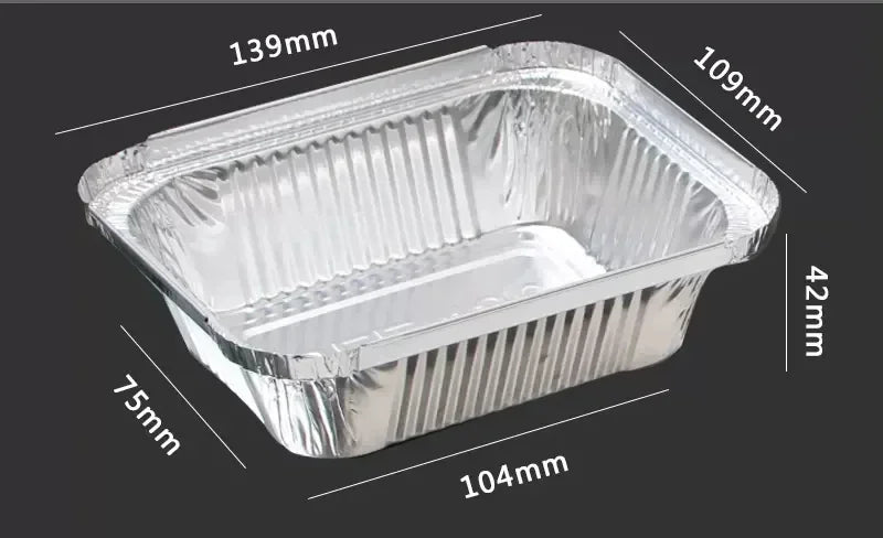 100 Pieces of Barbecue Tin Foil Special Packaging Box Aluminum Foil Lunch Box Home Takeaway Air Fryer Disposable Tin Foil Bowl