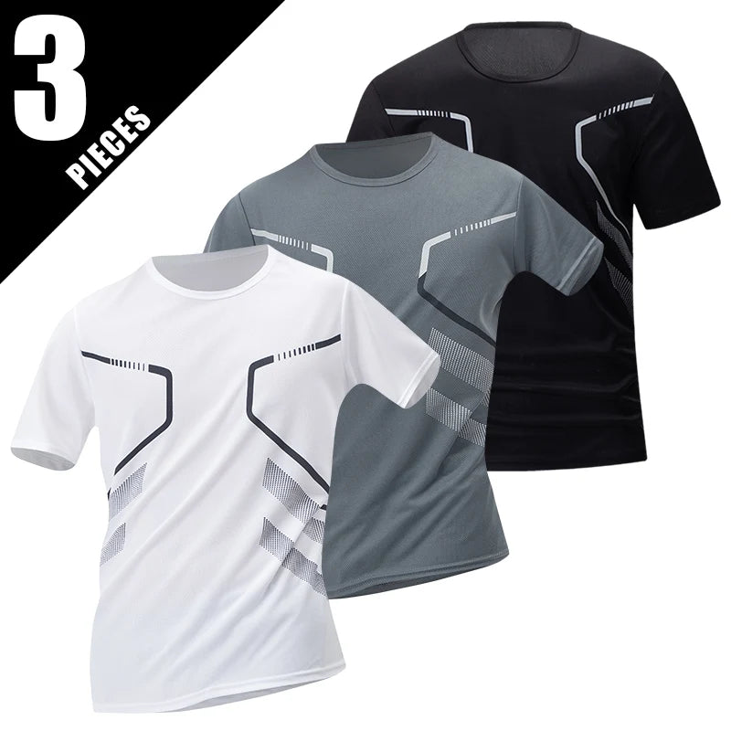 1/2/4Pcs Men's Summer Solid Color Mix And Match Short-sleeved Young Men's Loose Quick-drying Sports Running Shirt Middle-aged T-