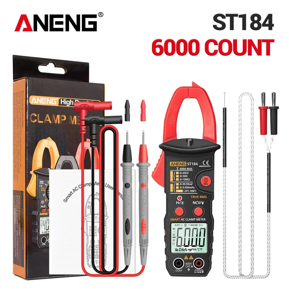 ANENG ST184 Digital Multimeter Clamp Meter True RMS Voltage Current Ohm Test+B15 Induction Tester Pen Electrician Detection Tool