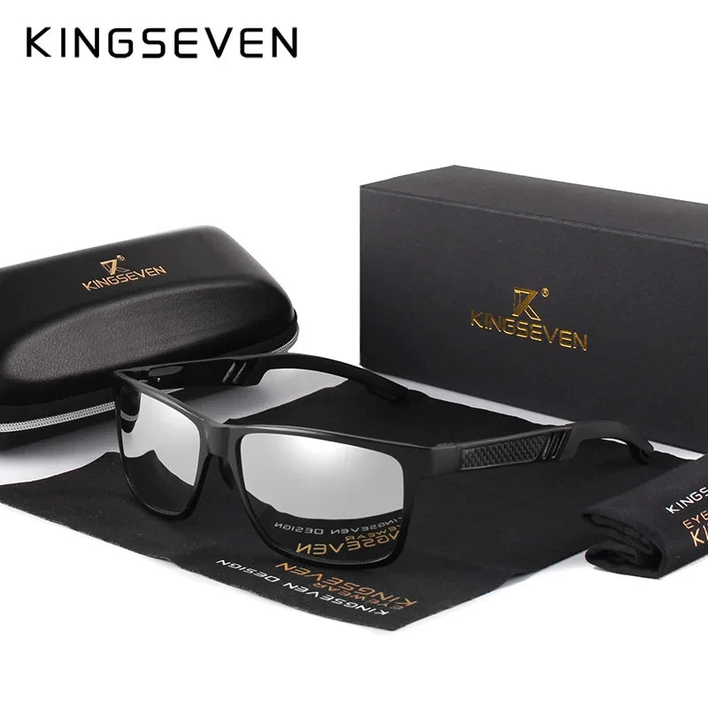 KINGSEVEN Men Polarized Sunglasses Aluminum Magnesium Driving UV400 Glasses Rectangle Shades Eye Protection Luxury Male Eyewear