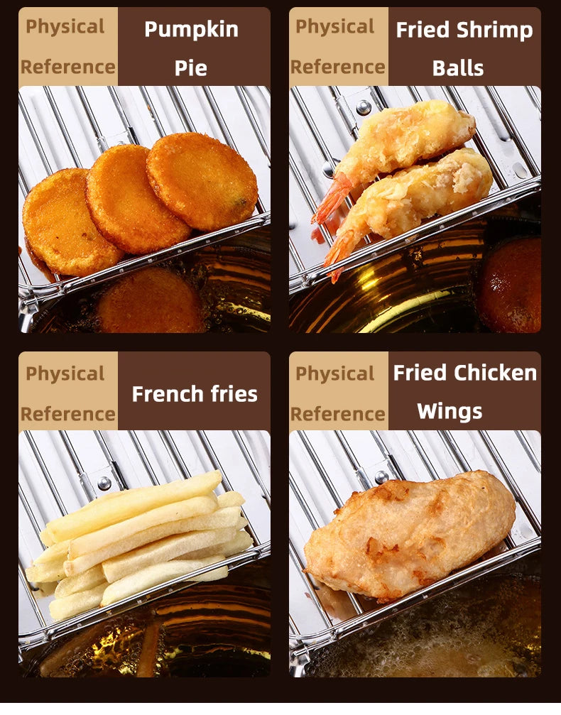 Japanese Deep Frying Pot With A Thermometer And A Lid Fryer Pan 304 Stainless Steel Kitchen Tempura Oil Frying Pan Fryer