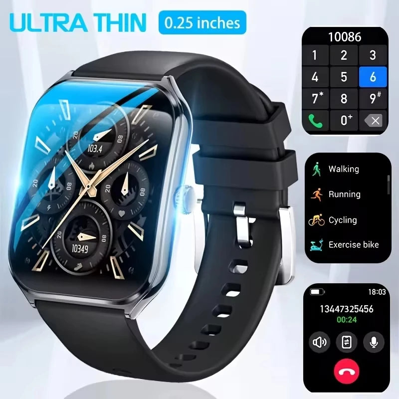 2026 New Ultra Thin AMOLED Smart Watch Men 386*448HD Screen Fashion Women Sports Bracelet BT Calling Waterproof Smartwatch gift