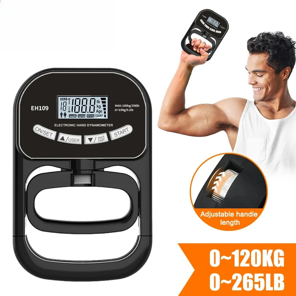 NEW Grip Strength Tester 265Lbs/120Kg Digital Hand Dynamometer Grip Strength Meter USB LCD Screen Hand Grip Dynamometer