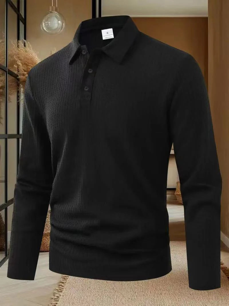 2026 New Men's Business Casual Long Sleeve Polo T-shirt Summer Comfortable Breathable Top male fFormal Occasions