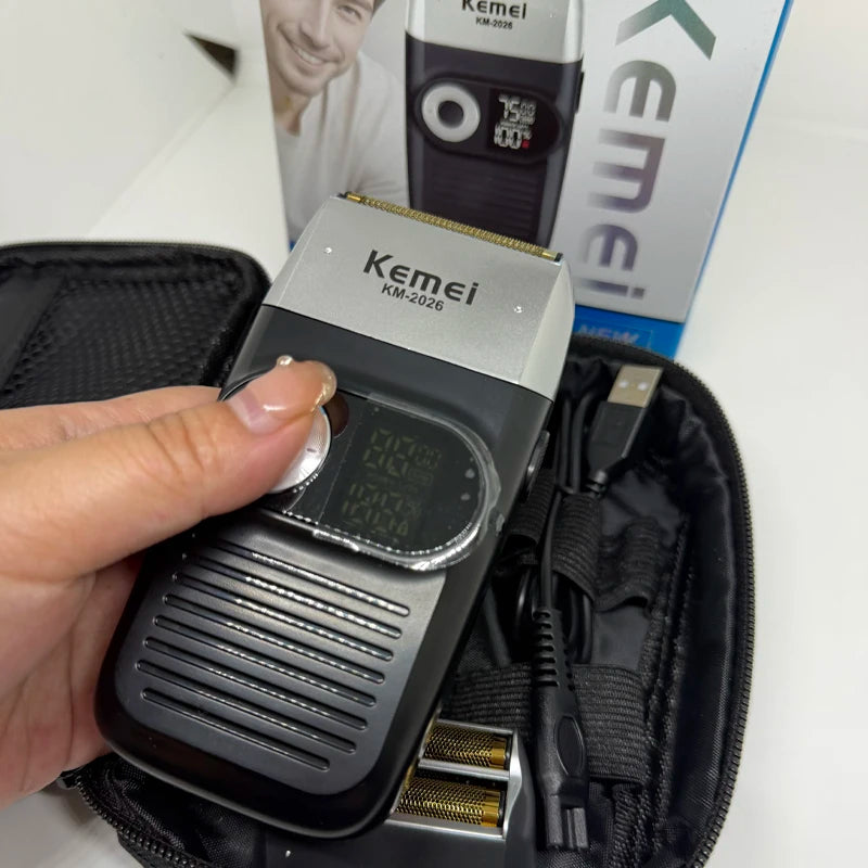 Kemei KM-2026 Original Electric Shaver Rechargeable Powerful Floating Razor Balds Head Shaving Machine for Men