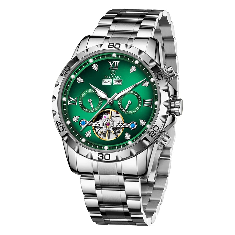 Glenaw high-end business fully automatic mechanical multi-functional men's watch trendy fashion waterproof watch
