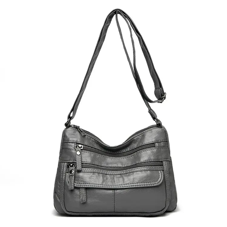 Large Capacity Soft Leather Shoulder Bag Casual Crossbody Bag for Middle-Aged Women 2025 New Style Versatile Mom Bag