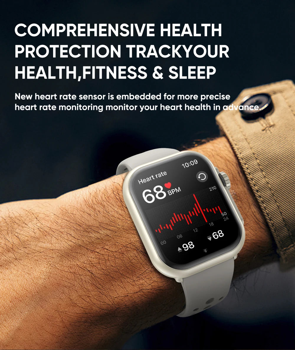 2025 New 1000mAh Battery AMOLED Smart Watch Ultra K62 Men Women Heart Rate 100+Sport HD Bluetooth Call IP67Waterproof SmartWatch
