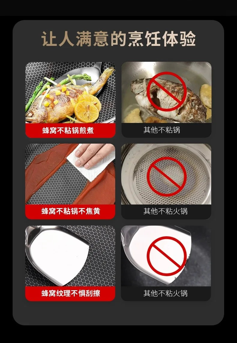 Stainless steel soup pot honeycomb non stick pot no oil fume household hot pot induction cooker gas stove universal
