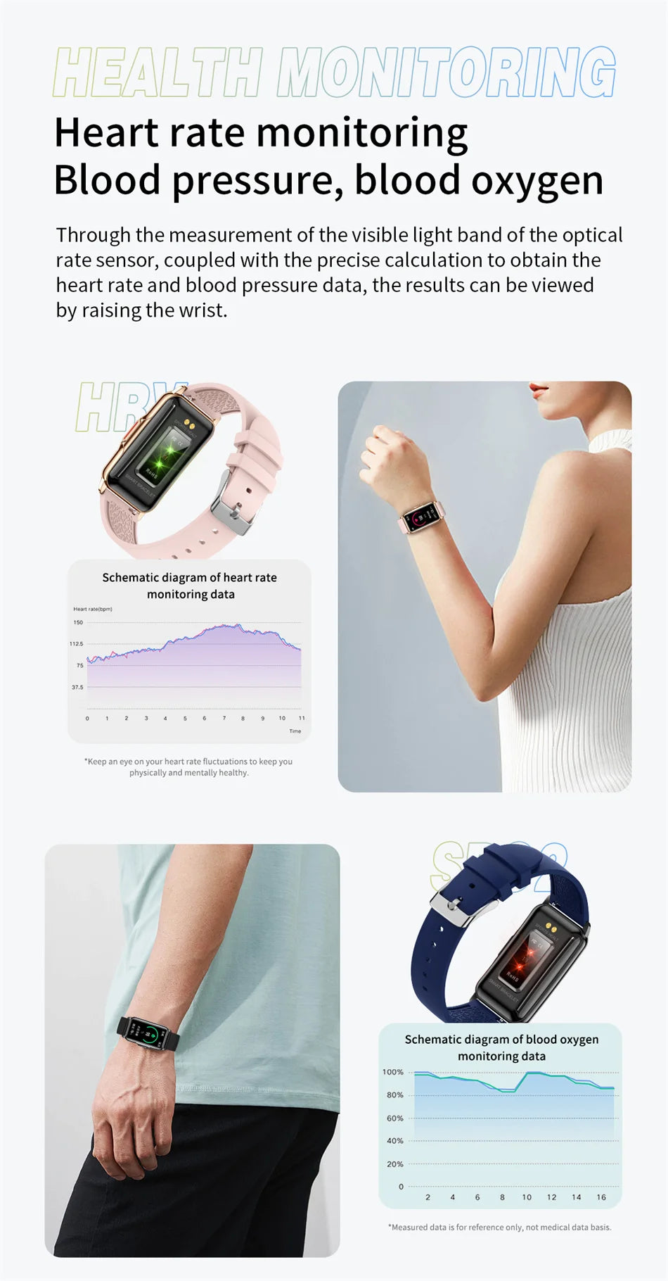 Classic Smart Bracelet Ladies Smart Watch Men Heart Rate Blood Oxygen Waterproof Sports Smart Strap Women Watch For Android IOS