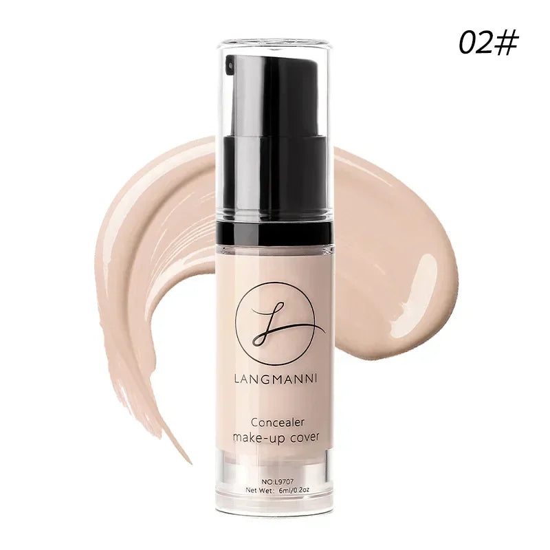 Langmanni liquid concealer makeup cover in light beige shade, 6ml pump bottle