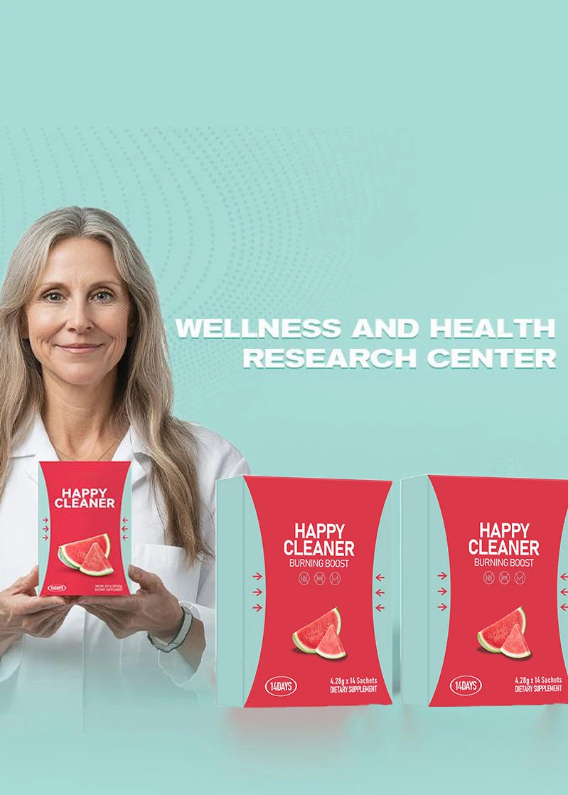 Happy Cleaner Powder – Sugar-Free Watermelon Drink Mix, Antioxidant & Digestion Support, Vegan, Non-GMO, Gluten-Free, 14 Packs