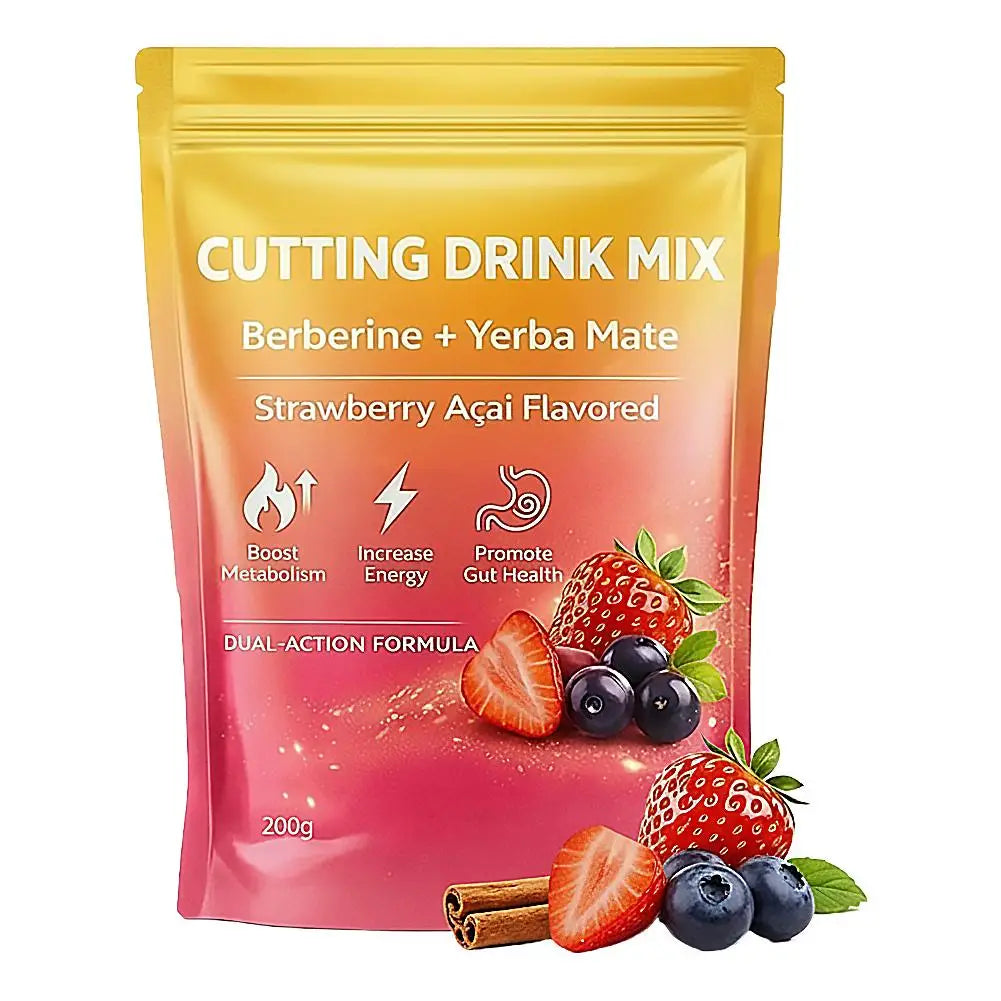 200g Berberine Mate Tea Plant Based Energy Weight Loss Drink Powder Cutting Drinking Mix Berberine+ Yerba Strawberry Acai Flavor