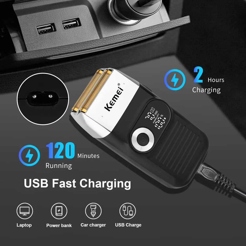 Kemei KM-2026 Original Electric Shaver Rechargeable Powerful Floating Razor Balds Head Shaving Machine for Men