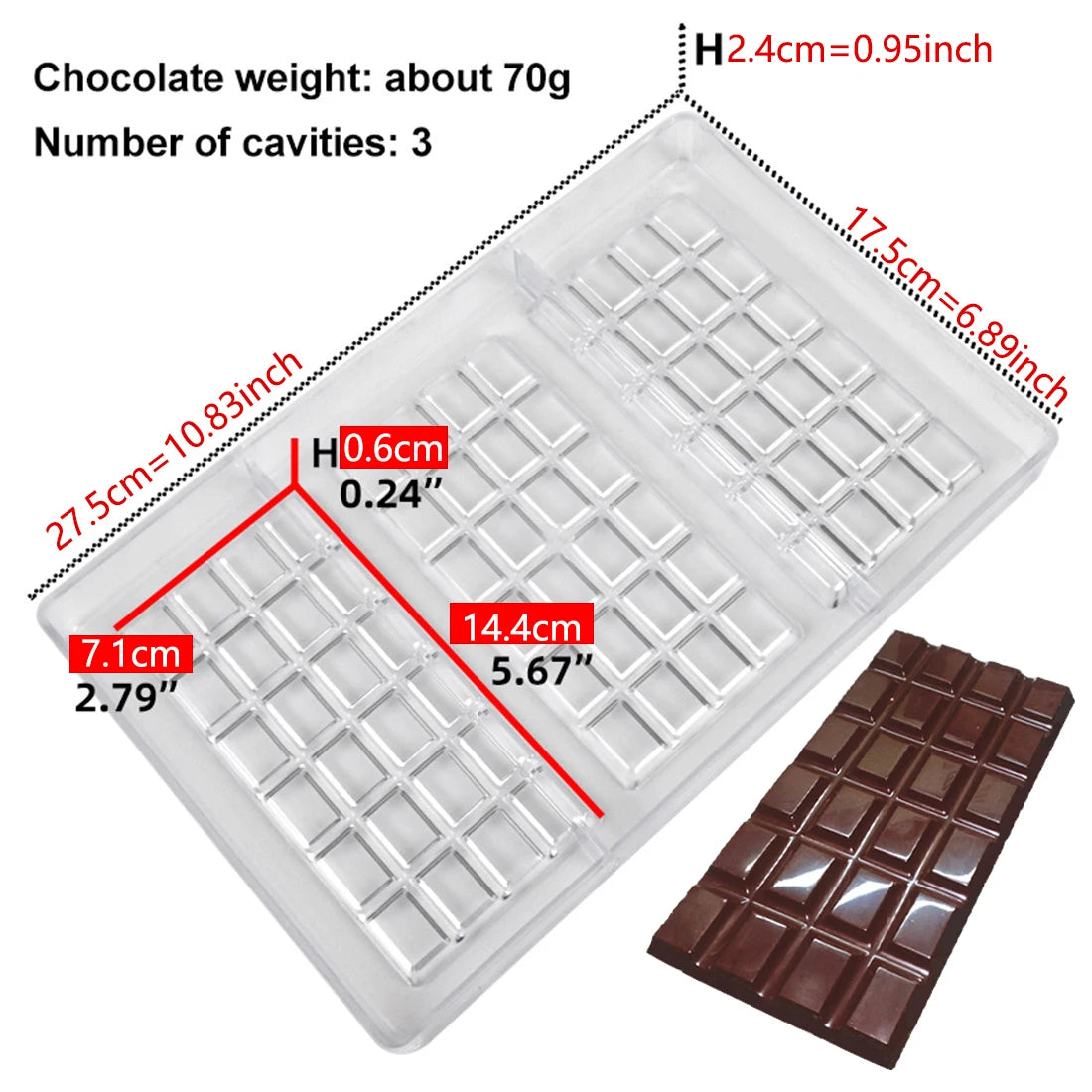 Chocolate Bar Mold Baking Pastry Tools For Baker Polycarbonate Chocolates Bar Bonbons Molds Baking Pastry Confectionery Mould