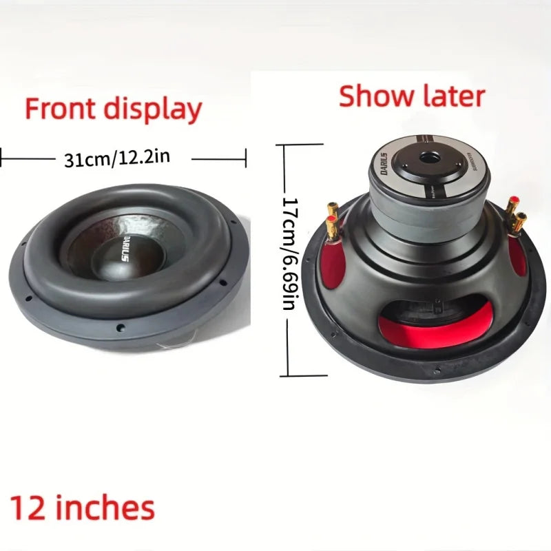 8-inch/10 inch/12 inch high-power car subwoofer - single or double coil design, Cannon edge, 500W RMS power processing capabilit