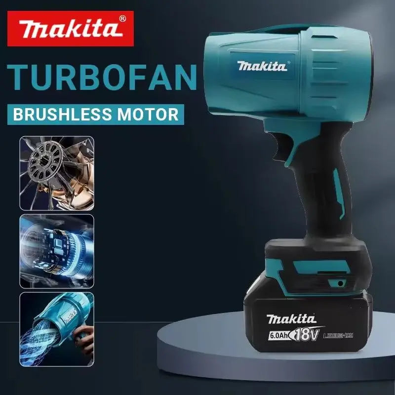 Makita 30000RPM Violent Blower Turbo Jet Fan 18V Electric Air Duster Wind Speed Turbo Rechargeable with Light Car Cleanin Tool