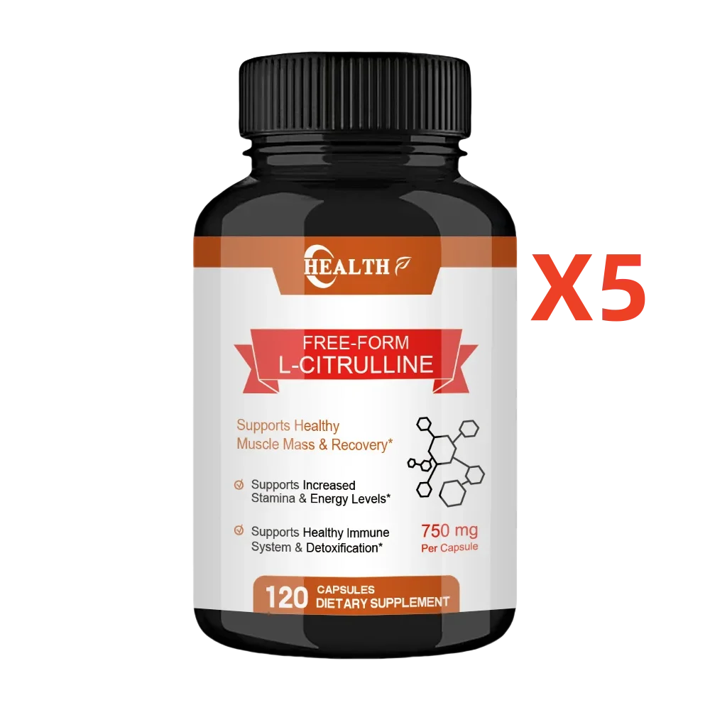 Supplement with L-Citrulline - Healthy Muscle Building, Energy, Strength, Immune System Support -120 Capsules Dietary Supplement