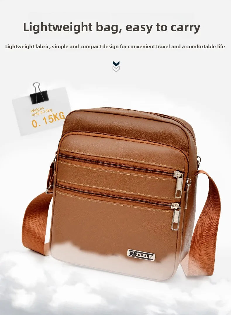 Simplified Soft Leather Crossbody Bag Fashionable Single Shoulder Bag Men's New Model Outdoor Travel Large Capacity Backpack