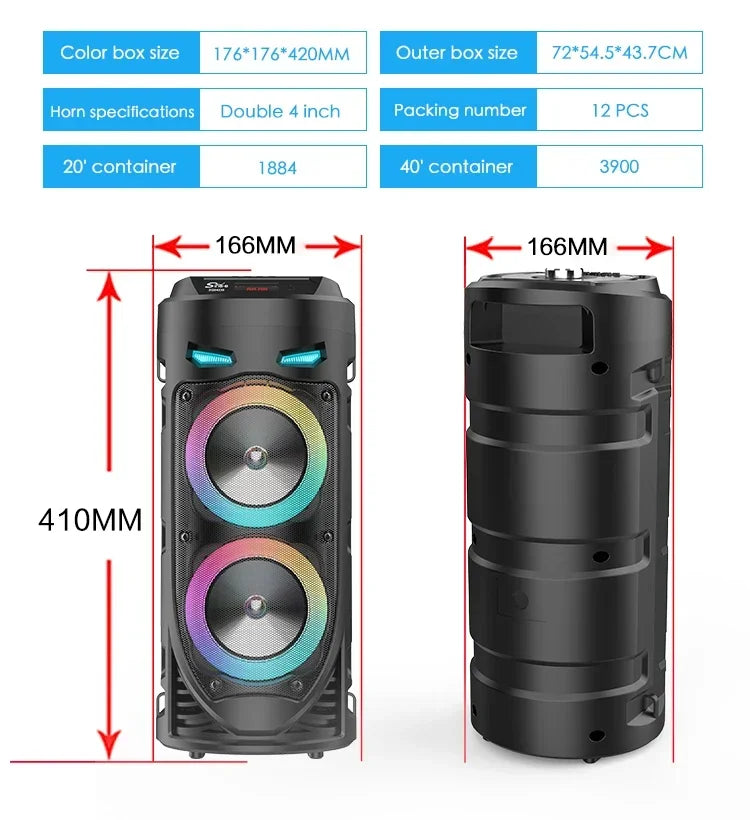 30W Wireless Column Big Power Stereo Portable Bluetooth Speaker Subwoofer Bass Party Speakers with Microphone Family Karaoke USB