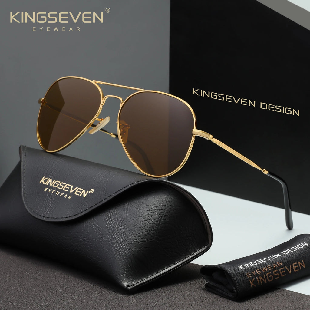 KINGSEVEN Pilot Men Sunglasses Polarized Large Frame UV400 Glasses Women Retro Luxury Driving Causal Fashion Outdoor Eyewear