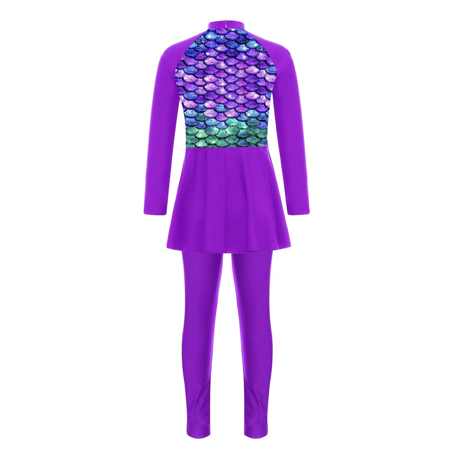 Girls Swimsuits 2 Piece Rash Guard Set UPF 50 Sun Protection Long Sleeve Swim Dress with Leggings Kids Full Body Cover Beachwear