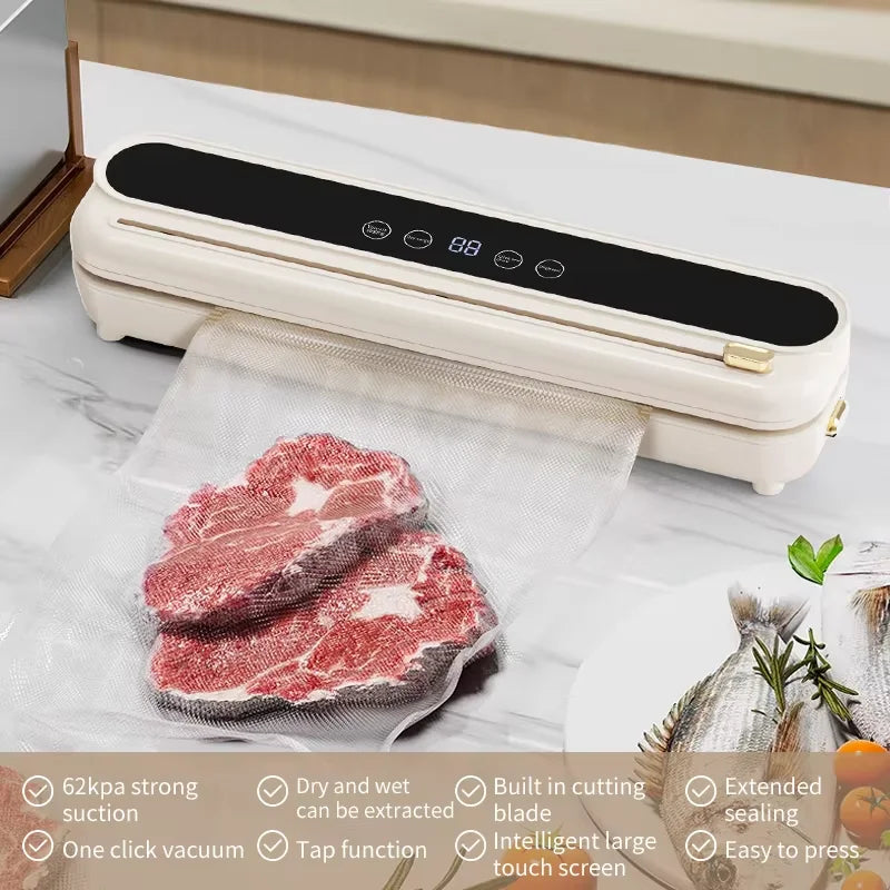 Electric Vacuum Sealer Food Storage Seal Touch Button Dry/Wet Built-in Cutter Kitchen Food Sealing Vacuum packaging machine