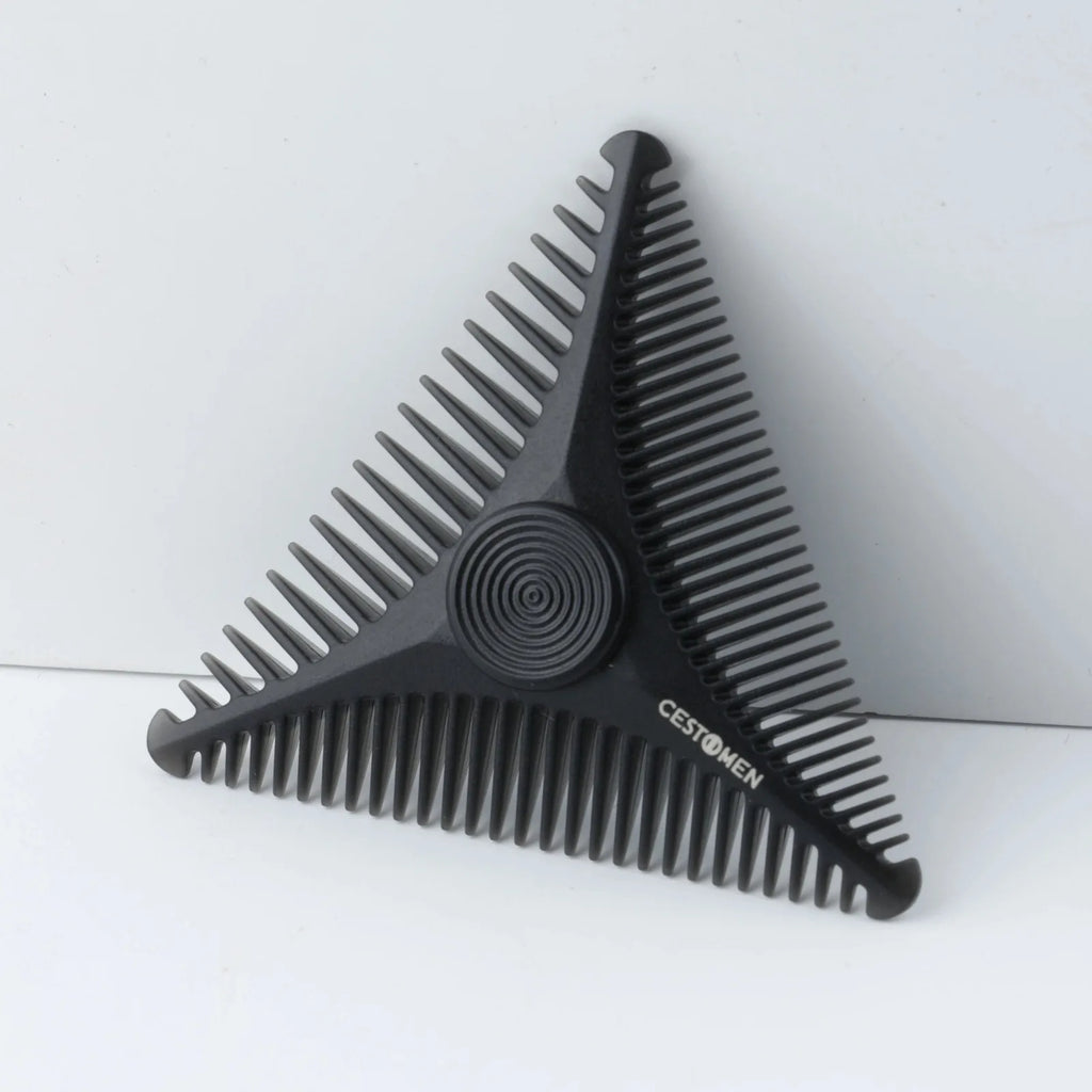 2/4Pc New Triangular Pocket Rotating Combs Fidget Bearing Portable Oil Head Comb For Men Mini Beard Combing Barber Styling Tools