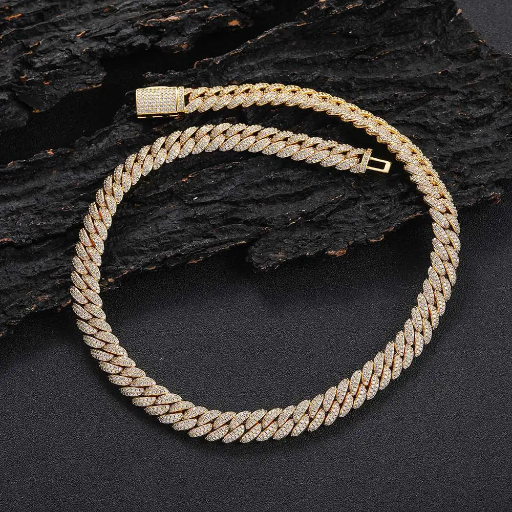 10mm Hip Hop Cubic Zircon CZ Iced Out Bubbles Cuban Link Chain Necklace For Men Women Jewelry Birthday personalized Gift