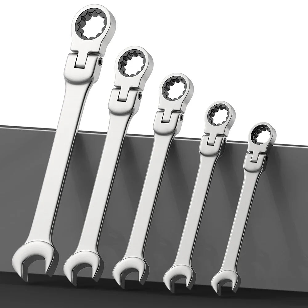 Flex-head Ratcheting Wrench Set,1Pcs Metric 6-24mm Chrome Vanadium Steel Universal Spanners for Car Repair Hand Tools