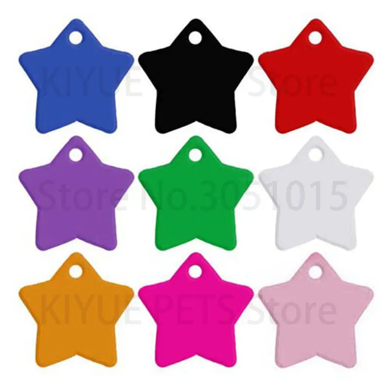 Wholesale 20Pcs Anti-lost Dog Tag For Collars Dog Name ID Tags Gifts for Dog Star Pet Collar Tags for Dog Owner Engraved Pet Tag