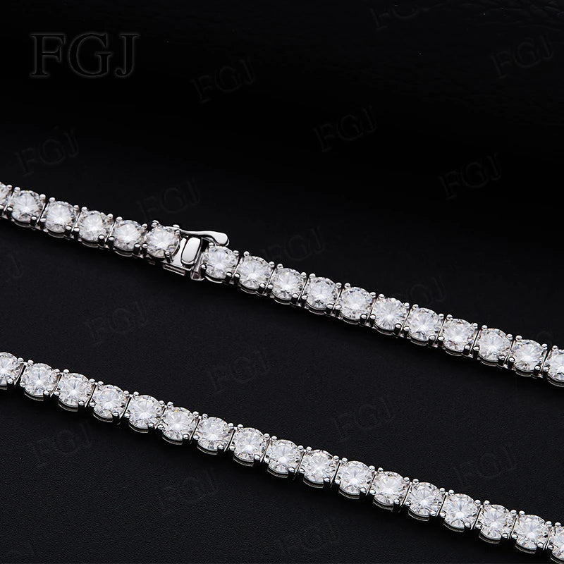 100% Real Moissanite Tennis Necklace for Woman Men Wedding Jewelry With GRA 925 Sterling Silver Plated 18K White Gold Necklace
