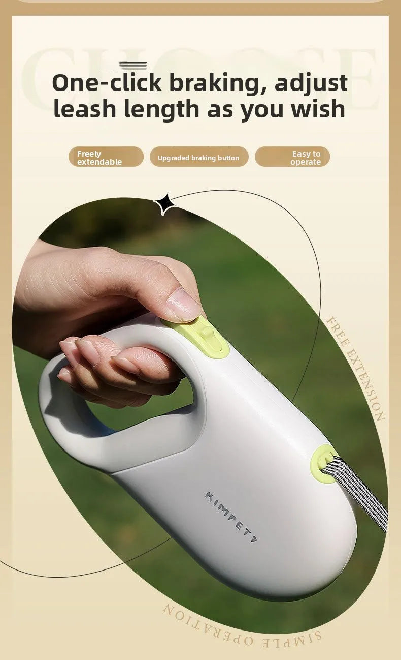Automatic Retractable Dog Leash 5 Meters Long Teddy Dog Walking Rope Polyester Material for Small to Medium Sized Dogs