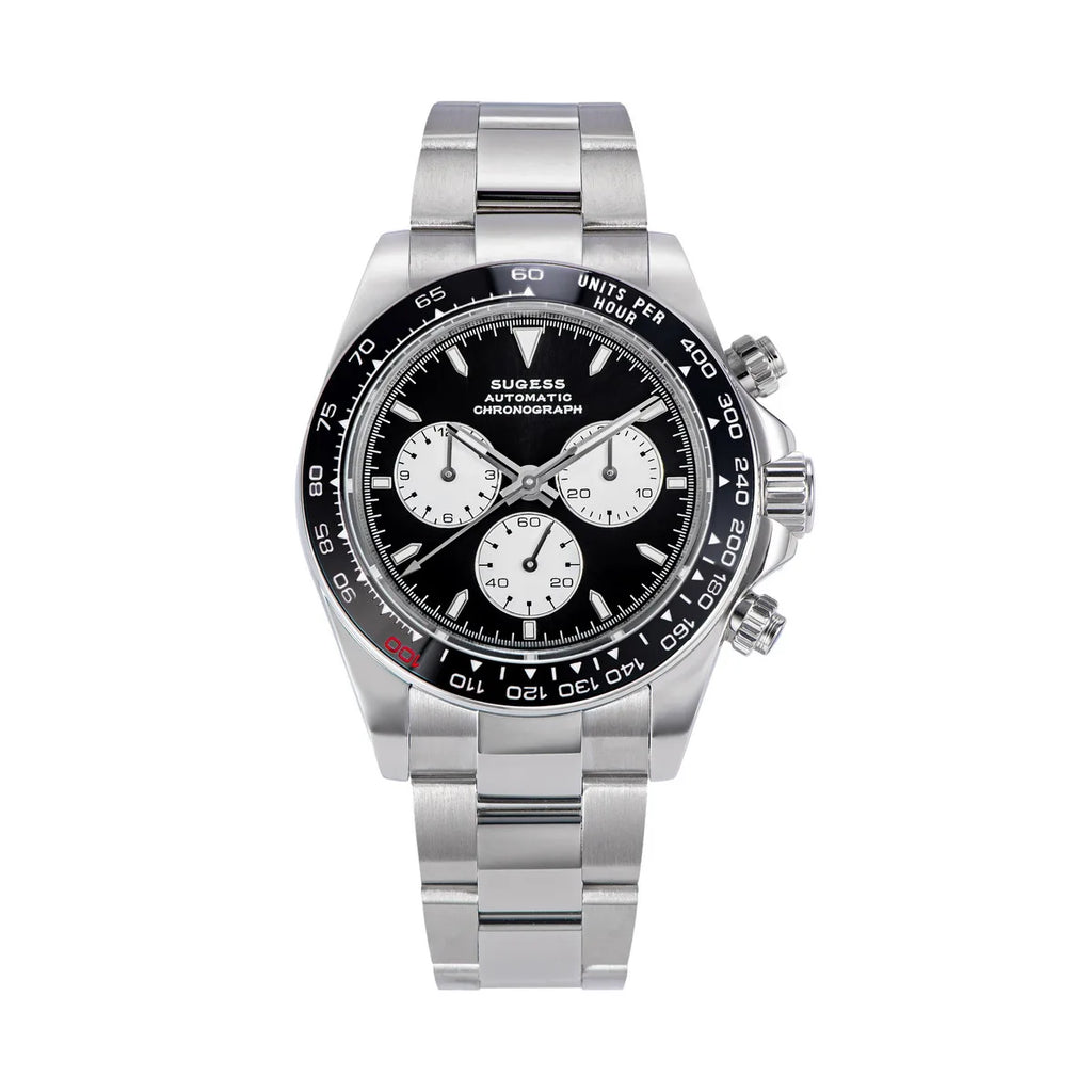 Sugess Diving Mens Watch Panda Automatic Mechanical Chronograph Peacock SL4801 Movement Wristwatch Waterproof Ceramic Bezel New