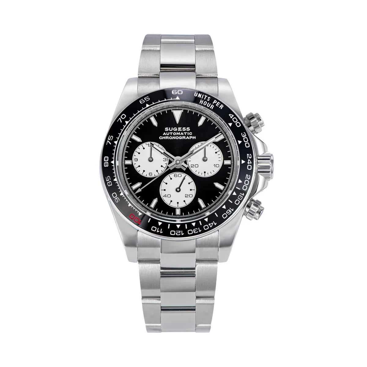 Sugess Diving Mens Watch Panda Automatic Mechanical Chronograph Peacock SL4801 Movement Wristwatch Waterproof Ceramic Bezel New