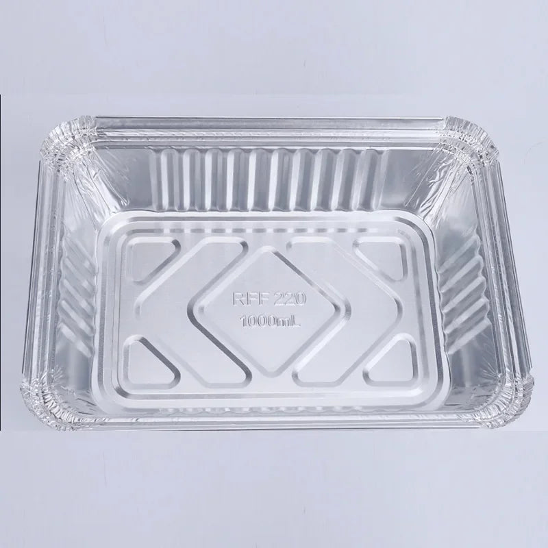 100 Pieces of Barbecue Tin Foil Special Packaging Box Aluminum Foil Lunch Box Home Takeaway Air Fryer Disposable Tin Foil Bowl
